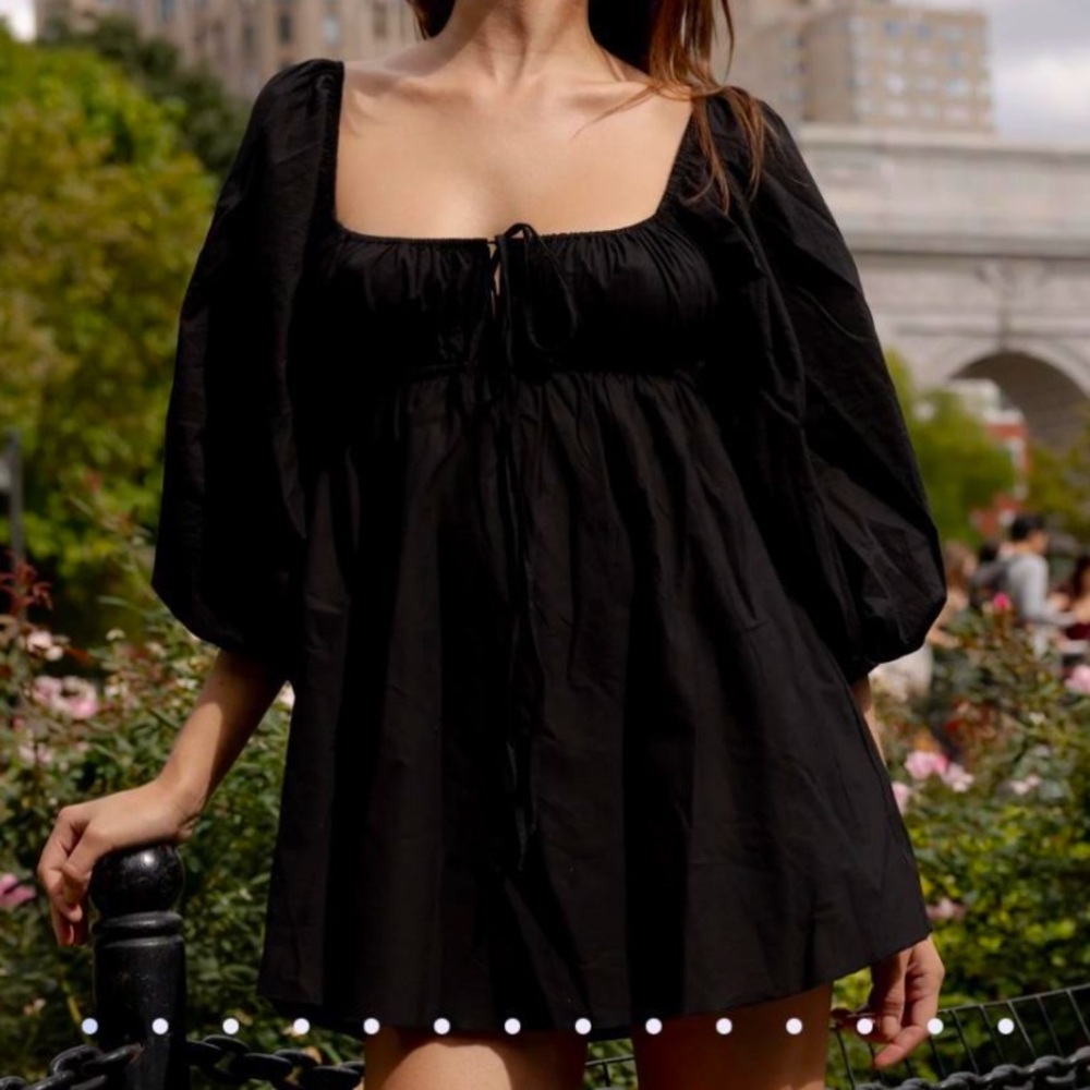 Kitteny Miloe Black Puff Long Sleeve Dress